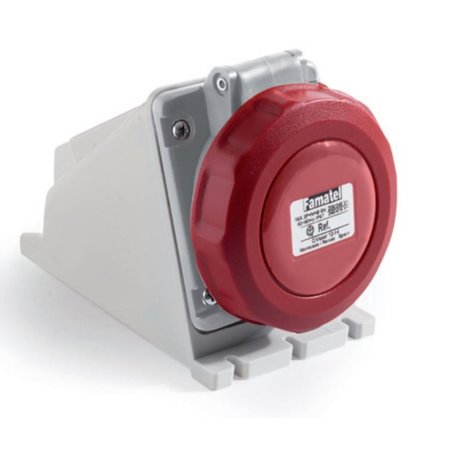 FAMATEL IP67 IEC Pin/Sleeve Surf Mnt Receptacle 32A 380/440V, 3P+4W HD, PK 24 24398-CT